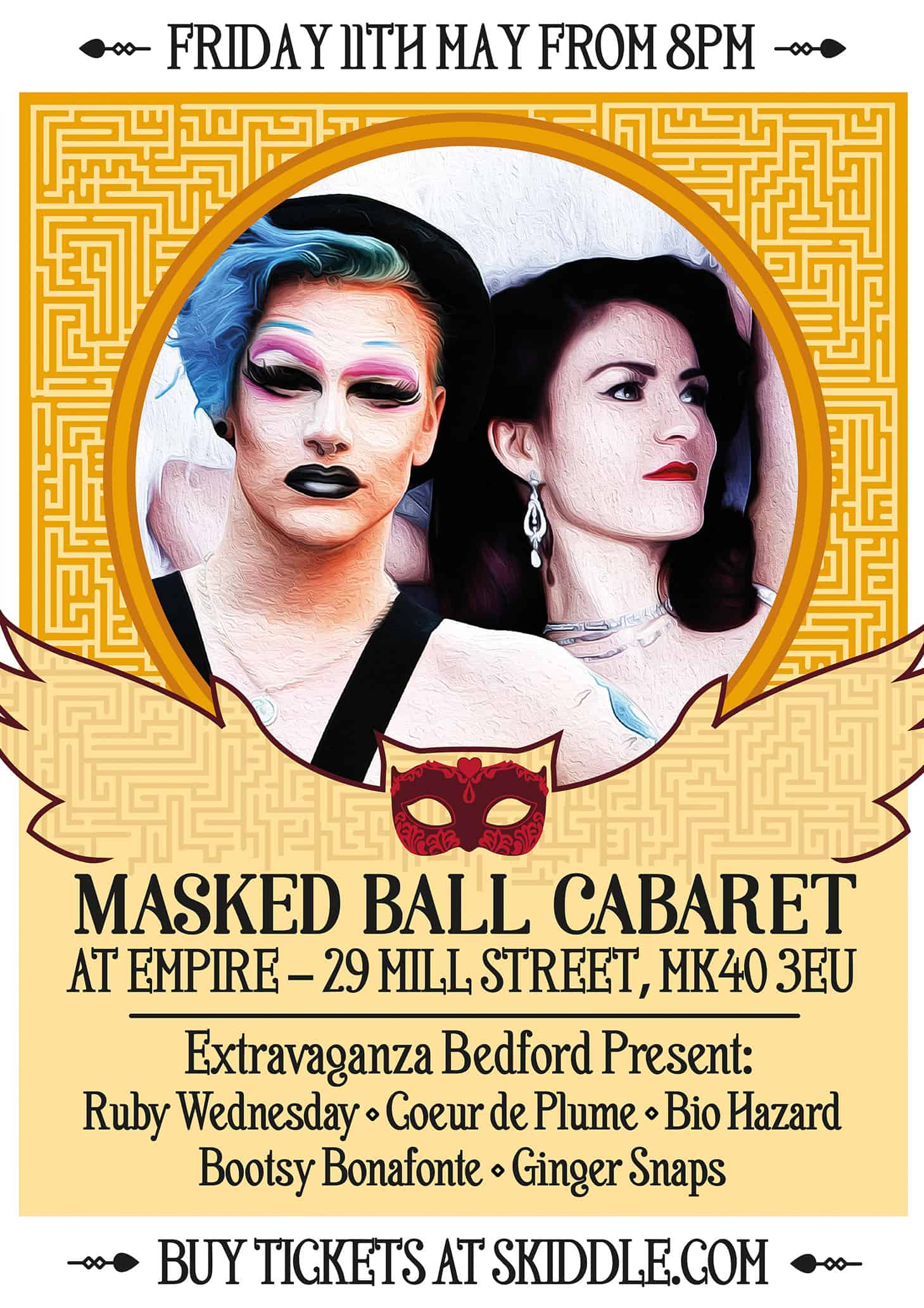 Extravaganza Bedford Poster - Masked Ball Cabaret
